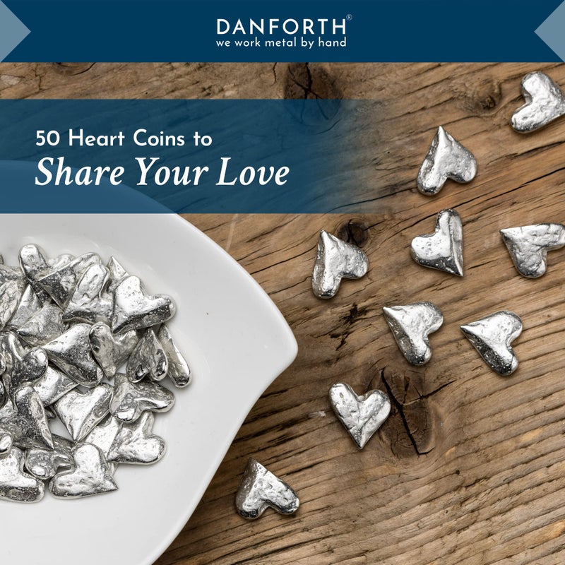 DANFORTH - Vilmain Original Heart Pocket Charms/Coins, Pewter, Made in USA, Gift Bag (Pack of 50) - Image 3